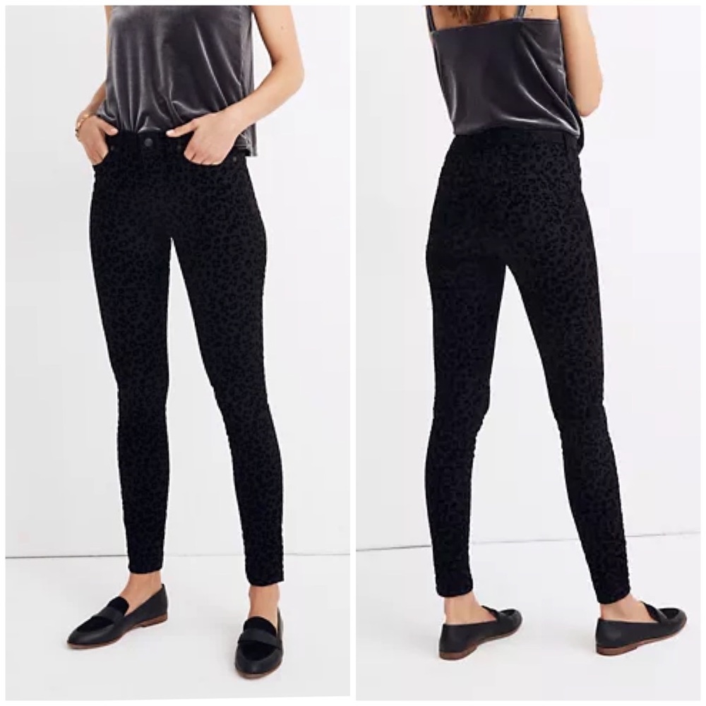 Madewell 9" Mid-Rise Skinny Jean Flocked Leopard Edition Size 26 Minimalist‎